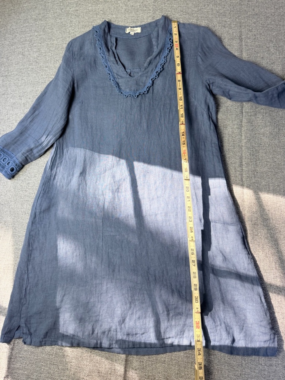 Via Signoria Italian Linen100% Tunic in Dusty Blue - Picture 12 of 14